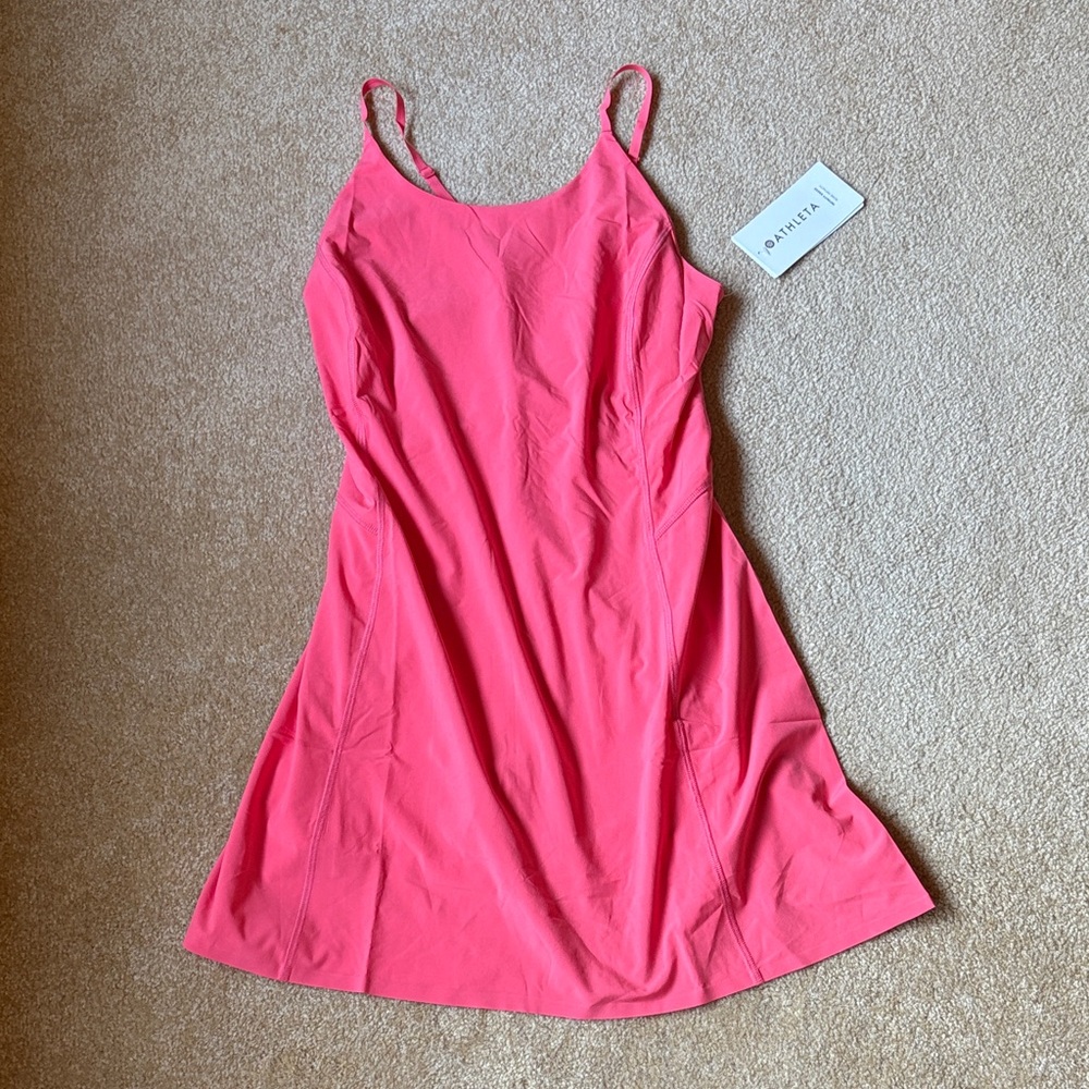Athleta Infinity Dress in Vibrant Pink large nwt built in shorts
